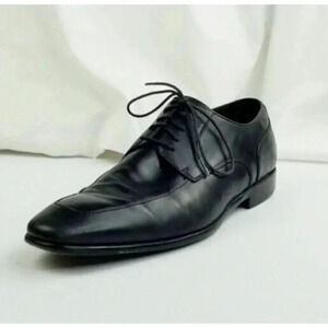 Hugo Boss Size 9 Men's Embossed Logo Black Leather Lace Up Oxford Shoes